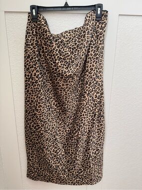 Maternity Leopard Print Midi Skirt with side slit